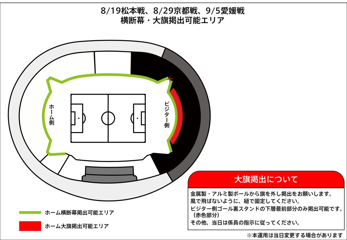 スタジアムでの横断幕及び大旗掲出可能エリアについて | 東京